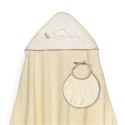 Okrycie kąpielowe 100x100 Baby beżowy ręcznik z kapturkiem + śliniaczek Okrycie kąpielowe 100x100 Baby beżowy ręcznik z kapturkiem + śliniaczek