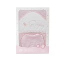 Okrycie kąpielowe 100x100 Baby różowy ręcznik z kapturkiem + śliniaczek Okrycie kąpielowe 100x100 Baby różowy ręcznik z kapturkiem + śliniaczek