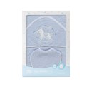 Okrycie kąpielowe 100x100 Caballito niebieski ręcznik z kapturkiem + śliniaczek Okrycie kąpielowe 100x100 Caballito niebieski ręcznik z kapturkiem + śliniaczek