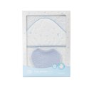Okrycie kąpielowe 100x100 Esrellas biały niebieski ręcznik z kapturkiem + śliniaczek Okrycie kąpielowe 100x100 Esrellas biały niebieski ręcznik z kapturkiem + śliniaczek