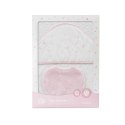 Okrycie kąpielowe 100x100 Esrellas biały różowy ręcznik z kapturkiem + śliniaczek Okrycie kąpielowe 100x100 Esrellas biały różowy ręcznik z kapturkiem + śliniaczek