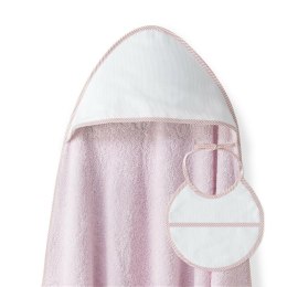 Okrycie kąpielowe 100x100 Punto 2 biały różowy ręcznik z kapturkiem + śliniaczek