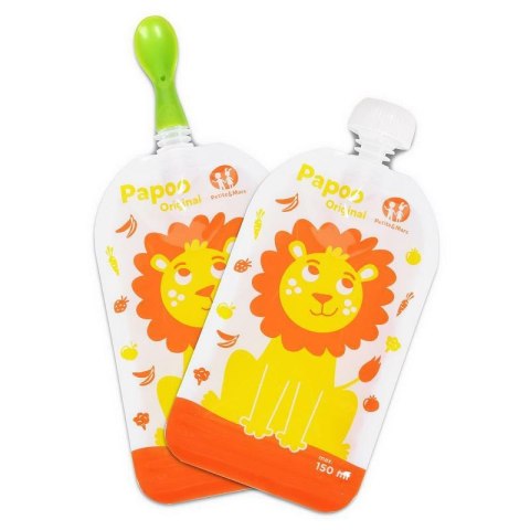 Saszetki na jedzenie Papoo Original Lew 6 szt. wielorazowe PETITE&MARS Saszetki na jedzenie Papoo Original Lew 6 szt. wielorazowe PETITE&MARS