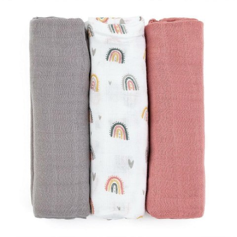 Zestaw pieluszek z muślinu bambusowego 3 szt Moussy różowy 68x68 cm PETITE&MARS Zestaw pieluszek z muślinu bambusowego 3 szt Moussy różowy 68x68 cm PETITE&MARS