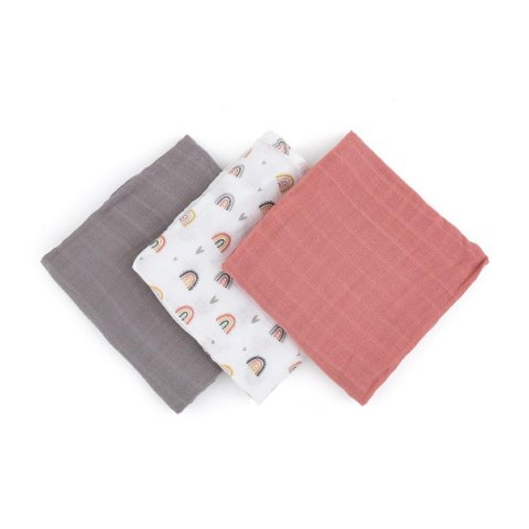 Zestaw pieluszek z muślinu bambusowego 3 szt Moussy różowy 68x68 cm PETITE&MARS Zestaw pieluszek z muślinu bambusowego 3 szt Moussy różowy 68x68 cm PETITE&MARS
