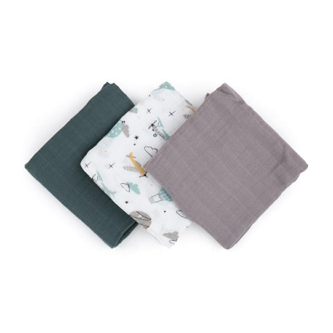 Zestaw pieluszek z muślinu bambusowego 3 szt Moussy zielony 68x68 cm PETITE&MARS Zestaw pieluszek z muślinu bambusowego 3 szt Moussy zielony 68x68 cm PETITE&MARS