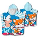 Poncho dla dzieci 50x100 Sonic niebieski ręcznik z kapturem dziecięcy S24 Poncho dla dzieci 50x100 Sonic niebieski ręcznik z kapturem dziecięcy S24