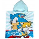 Poncho dla dzieci 50x100 Sonic niebieski ręcznik z kapturem dziecięcy S24 Poncho dla dzieci 50x100 Sonic niebieski ręcznik z kapturem dziecięcy S24