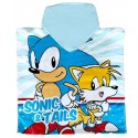 Poncho dla dzieci 50x100 Sonic niebieski ręcznik z kapturem dziecięcy S24 Poncho dla dzieci 50x100 Sonic niebieski ręcznik z kapturem dziecięcy S24