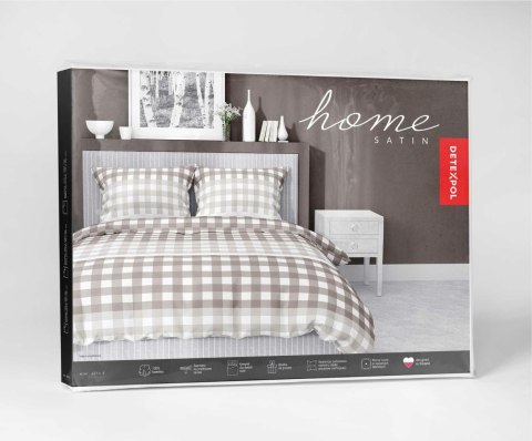 Pościel satynowa 140x200 beżowa kratka 4914 B z jedną poszewką Home Satin 80 Pościel satynowa 140x200 beżowa kratka 4914 B z jedną poszewką Home Satin 80