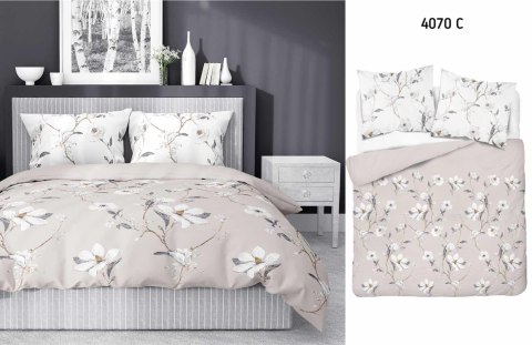 Pościel satynowa 140x200 beżowa kwiaty 4070 C z jedną poszewką Home Satin 80 Pościel satynowa 140x200 beżowa kwiaty 4070 C z jedną poszewką Home Satin 80