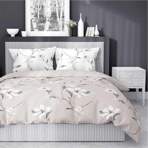 Pościel satynowa 140x200 beżowa kwiaty 4070 C z jedną poszewką Home Satin 80 Pościel satynowa 140x200 beżowa kwiaty 4070 C z jedną poszewką Home Satin 80