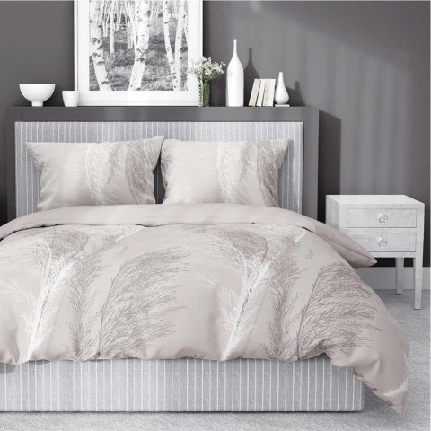Pościel satynowa 140x200 beżowa liście 4129 C z jedną poszewką Home Satin 80 Pościel satynowa 140x200 beżowa liście 4129 C z jedną poszewką Home Satin 80