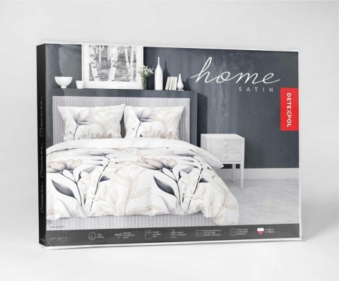 Pościel satynowa 140x200 biała beżowa kwiaty 4913 A z jedną poszewką Home Satin 80 Pościel satynowa 140x200 biała beżowa kwiaty 4913 A z jedną poszewką Home Satin 80