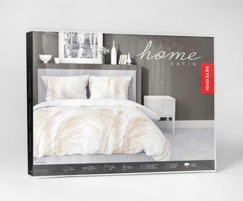 Pościel satynowa 140x200 biała beżowa liście 4129 B z jedną poszewką Home Satin 80 Pościel satynowa 140x200 biała beżowa liście 4129 B z jedną poszewką Home Satin 80