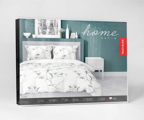 Pościel satynowa 140x200 biała zielona kwiaty 4070 B z jedną poszewką Home Satin 80 Pościel satynowa 140x200 biała zielona kwiaty 4070 B z jedną poszewką Home Satin 80