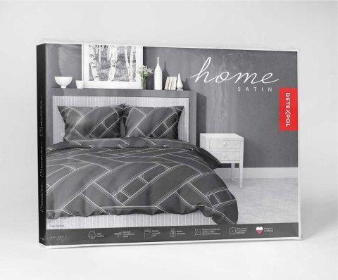 Pościel satynowa 140x200 grafitowa geometria 4911 B z jedną poszewką Home Satin 80 Pościel satynowa 140x200 grafitowa geometria 4911 B z jedną poszewką Home Satin 80