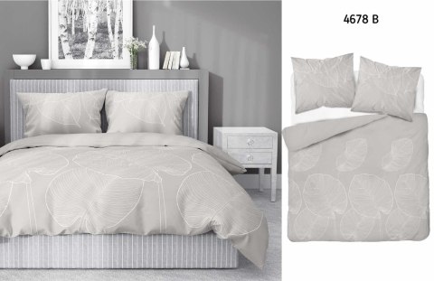 Pościel satynowa 160x200 beżowa liście 4678 B Home Satin 80 Pościel satynowa 160x200 beżowa liście 4678 B Home Satin 80