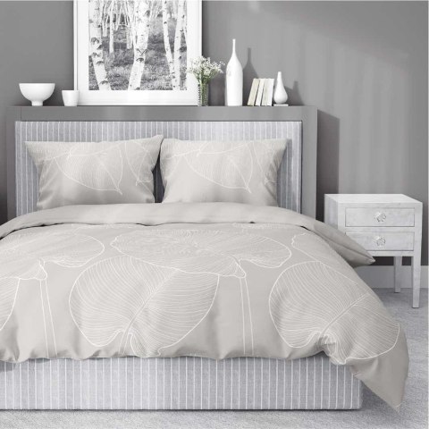 Pościel satynowa 160x200 beżowa liście 4678 B Home Satin 80 Pościel satynowa 160x200 beżowa liście 4678 B Home Satin 80