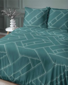 Pościel satynowa 160x200 turkusowa geometria 4911 A Home Satin 80