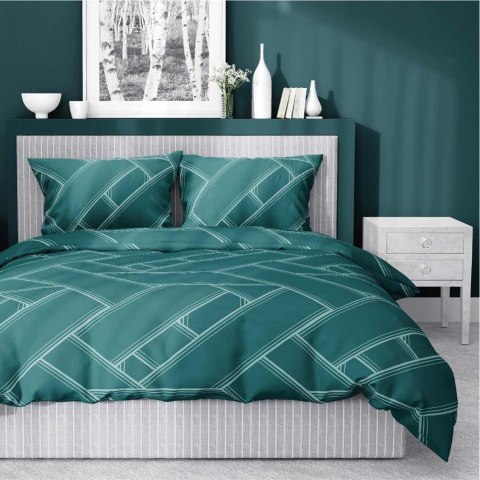Pościel satynowa 160x200 turkusowa geometria 4911 A Home Satin 80 Pościel satynowa 160x200 turkusowa geometria 4911 A Home Satin 80