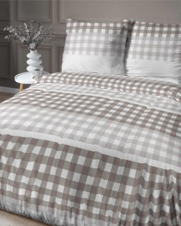 Pościel satynowa 220x200 beżowa kratka 4914 B Home Satin 80