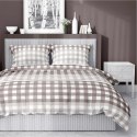Pościel satynowa 220x200 beżowa kratka 4914 B Home Satin 80