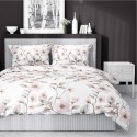 Pościel satynowa 220x200 biała beżowa kwiaty 4915 B Home Satin 80