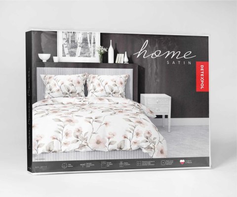 Pościel satynowa 220x200 biała beżowa kwiaty 4915 B Home Satin 80 Pościel satynowa 220x200 biała beżowa kwiaty 4915 B Home Satin 80