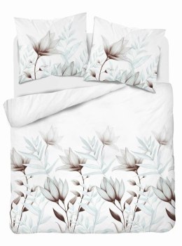 Pościel satynowa 220x200 biała miętowa kwiaty 4913 B Home Satin 80
