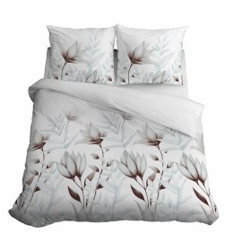 Pościel satynowa 220x200 biała miętowa kwiaty 4913 B Home Satin 80