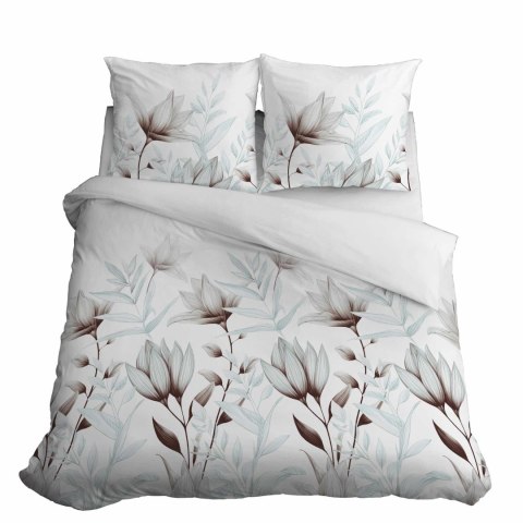 Pościel satynowa 220x200 biała miętowa kwiaty 4913 B Home Satin 80 Pościel satynowa 220x200 biała miętowa kwiaty 4913 B Home Satin 80