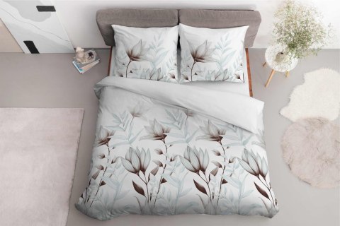 Pościel satynowa 220x200 biała miętowa kwiaty 4913 B Home Satin 80 Pościel satynowa 220x200 biała miętowa kwiaty 4913 B Home Satin 80