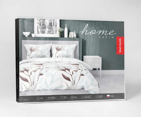 Pościel satynowa 220x200 biała miętowa kwiaty 4913 B Home Satin 80 Pościel satynowa 220x200 biała miętowa kwiaty 4913 B Home Satin 80