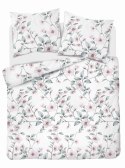 Pościel satynowa 220x200 biała miętowa kwiaty 4915 A Home Satin 80