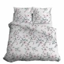 Pościel satynowa 220x200 biała miętowa kwiaty 4915 A Home Satin 80