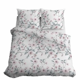 Pościel satynowa 220x200 biała miętowa kwiaty 4915 A Home Satin 80