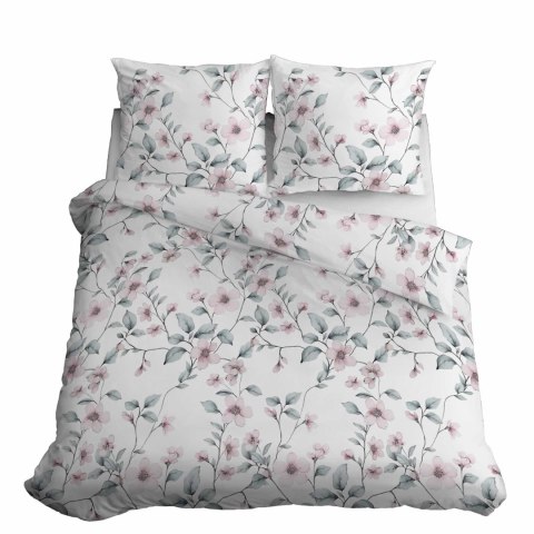 Pościel satynowa 220x200 biała miętowa kwiaty 4915 A Home Satin 80 Pościel satynowa 220x200 biała miętowa kwiaty 4915 A Home Satin 80