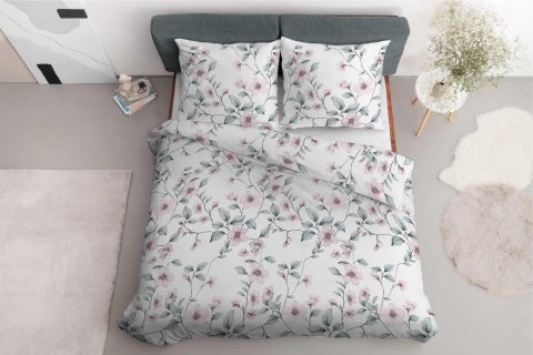Pościel satynowa 220x200 biała miętowa kwiaty 4915 A Home Satin 80 Pościel satynowa 220x200 biała miętowa kwiaty 4915 A Home Satin 80