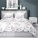 Pościel satynowa 220x200 biała miętowa kwiaty 4915 A Home Satin 80