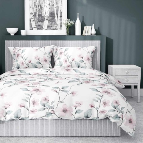 Pościel satynowa 220x200 biała miętowa kwiaty 4915 A Home Satin 80 Pościel satynowa 220x200 biała miętowa kwiaty 4915 A Home Satin 80