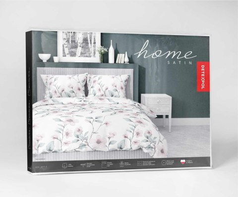 Pościel satynowa 220x200 biała miętowa kwiaty 4915 A Home Satin 80 Pościel satynowa 220x200 biała miętowa kwiaty 4915 A Home Satin 80