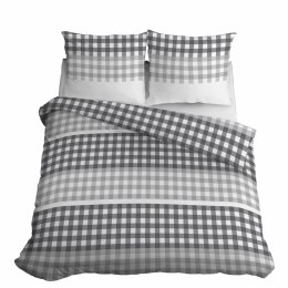 Pościel satynowa 220x200 szara kratka 4914 A Home Satin 80