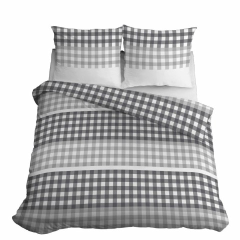 Pościel satynowa 220x200 szara kratka 4914 A Home Satin 80 Pościel satynowa 220x200 szara kratka 4914 A Home Satin 80