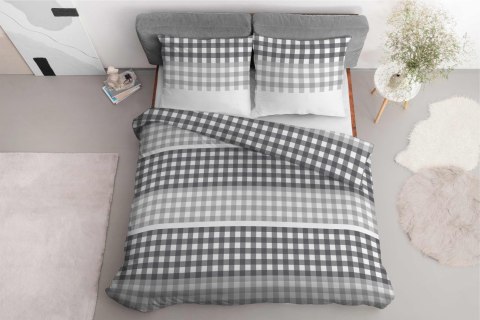Pościel satynowa 220x200 szara kratka 4914 A Home Satin 80 Pościel satynowa 220x200 szara kratka 4914 A Home Satin 80
