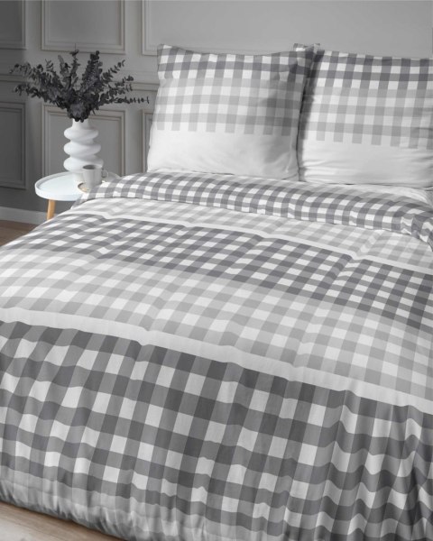 Pościel satynowa 220x200 szara kratka 4914 A Home Satin 80 Pościel satynowa 220x200 szara kratka 4914 A Home Satin 80