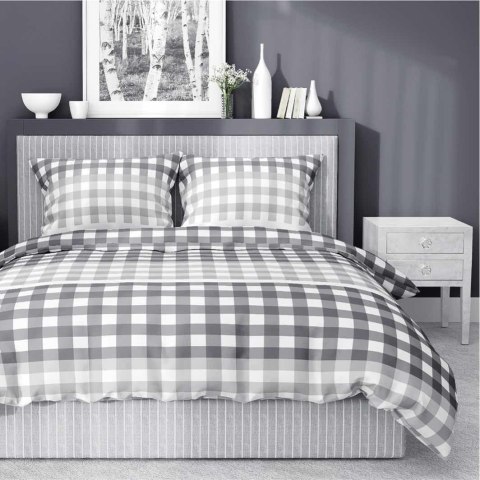 Pościel satynowa 220x200 szara kratka 4914 A Home Satin 80 Pościel satynowa 220x200 szara kratka 4914 A Home Satin 80