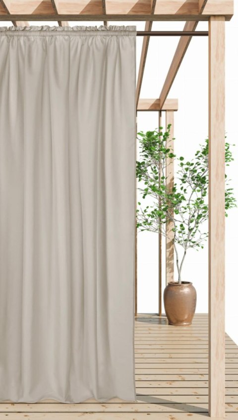 Zasłona ogrodowa 140x250 Gaia taupe beżowa gotowa na taśmie I24 Zasłona ogrodowa 140x250 Gaia taupe beżowa gotowa na taśmie I24