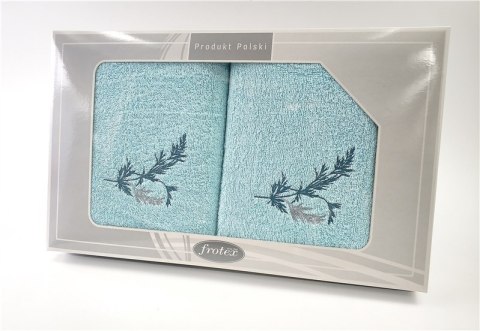 Komplet ręczników w pudełku 2 szt 50x90 70x140 Aqua turkusowy wzór 1 Frotex Komplet ręczników w pudełku 2 szt 50x90 70x140 Aqua turkusowy wzór 1 Frotex
