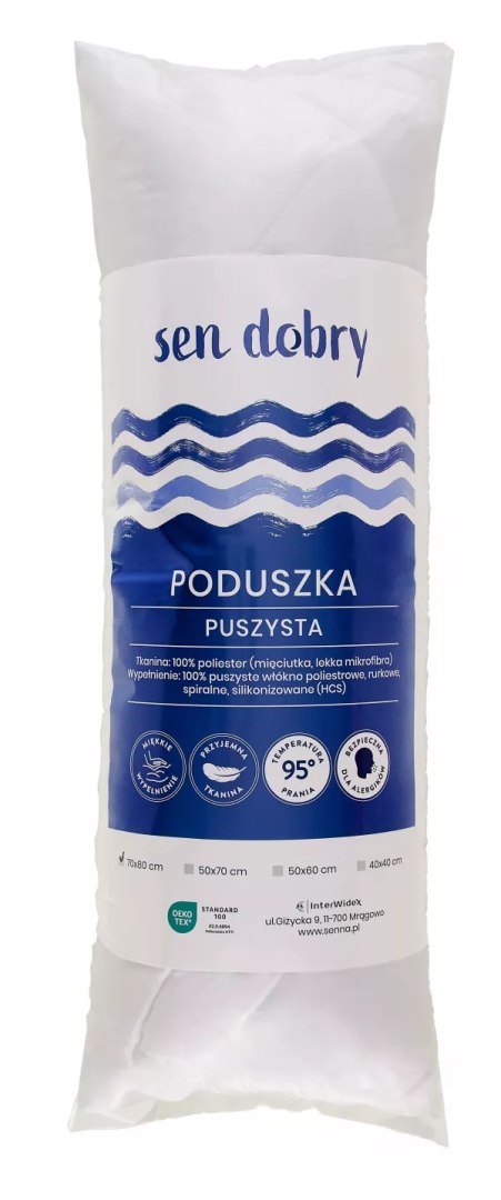 Poduszka antyalergiczna 70x80 Sen dobry biała pikowana Poduszka antyalergiczna 70x80 Sen dobry biała pikowana